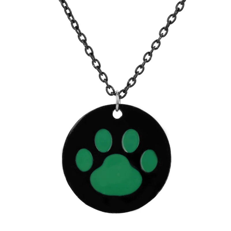 

MQCHUN Cartoon Ladybug Black Cat Noir Round Pendant Necklace Cute Green Cat Paw Print Keychains Gift for Women Men-30