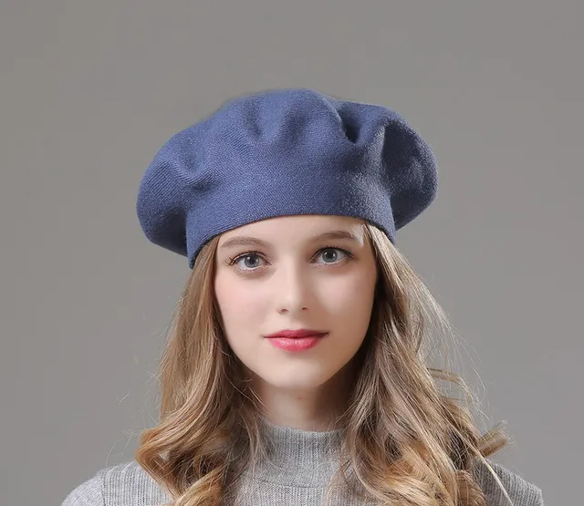 [Rancyword] High Quality Women Winter Hat Berets Cashmere Wool Berets For Girls Casual Knitted Warm Winter Hats Beanie RC2045 Blue color