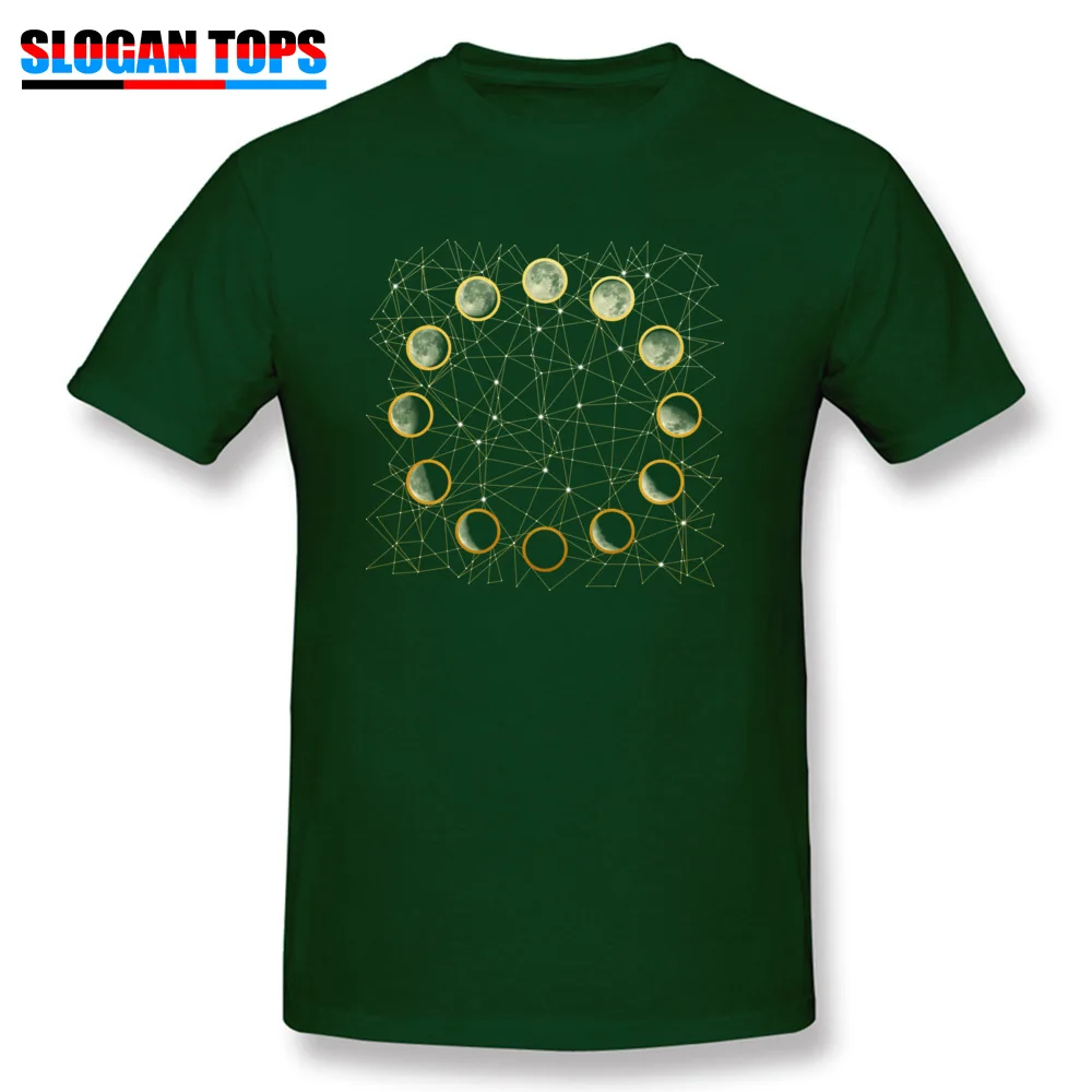 The Moon Phases Street Summer Fall 100% Cotton Fabric Round Collar Men Tops Tees Normal T Shirt 2018 Short Sleeve T Shirts The Moon Phases dark