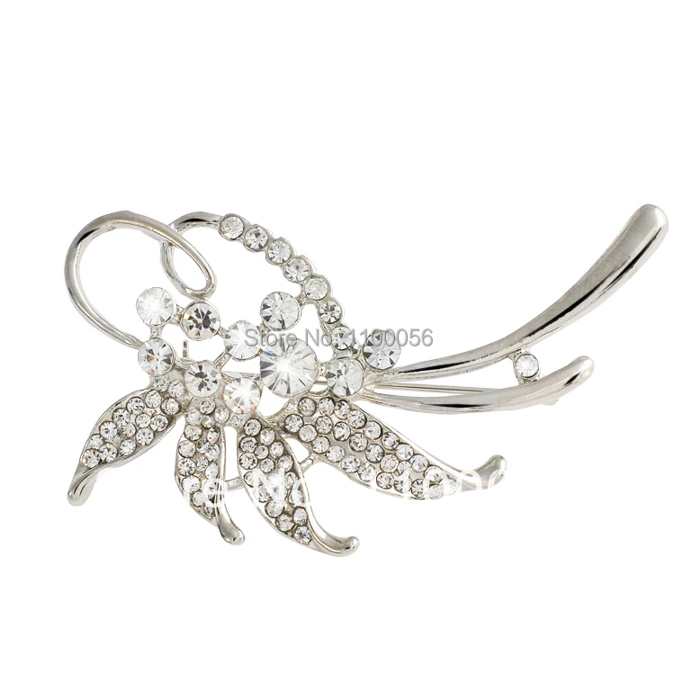  Free Shipping Fashion Rhinestone Silver Brooches Dresses Jewelry Wholesale Graduation Gift Brooch Flower Brooch For
