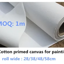 Hand-Painting Canvas-Roll 100%Cotton Blank White Primed for Practice 28/38/48/58cm Wide