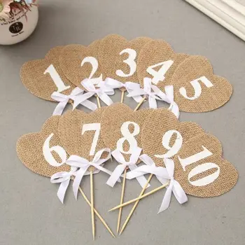 

8.5*9cm Wedding Class Party Heart-Shaped Linen Bow Card Card Seat Sequence Love Figures Burlap Flag F20173129