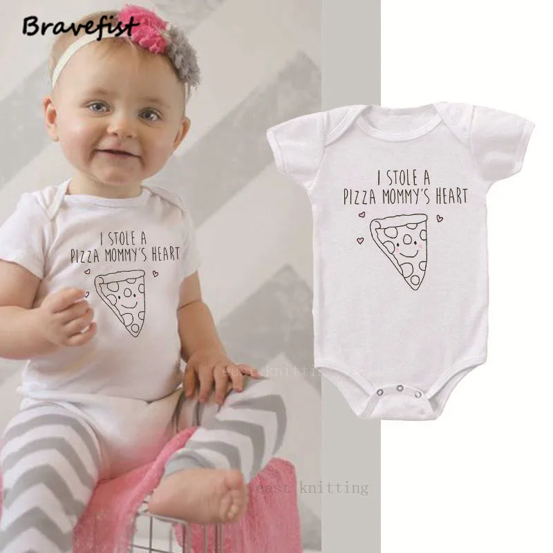 

Pizza Letters Print Newborn Bodysuits Cotton Sunsuits 0-24Months Children Clothes Infant Outwear Short Sleeve Boys Girls Outfits
