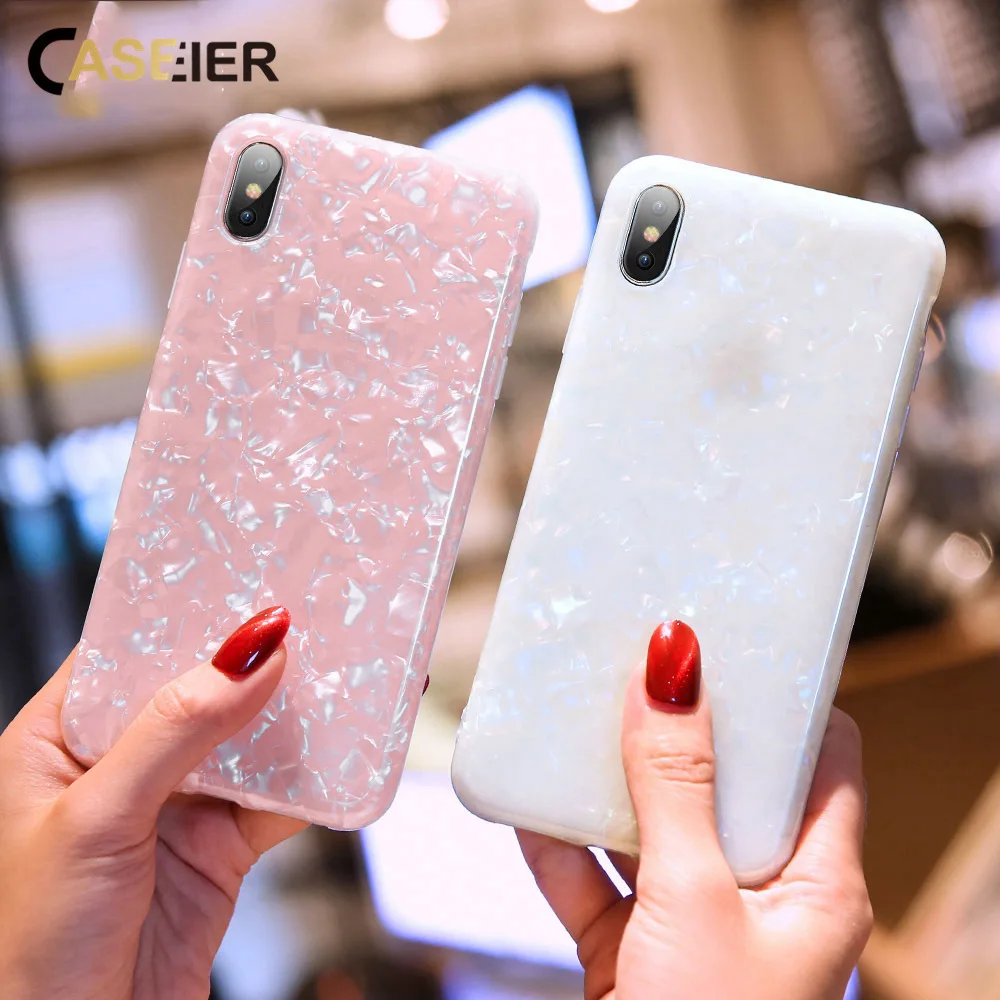 

CASEIER Shell Glitter Case For iPhone 7 8 X XR XS MAX Case Bling Soft TPU Cover For iPhone 7 8 Plus XR 6 6S Cover Capinhas Funda