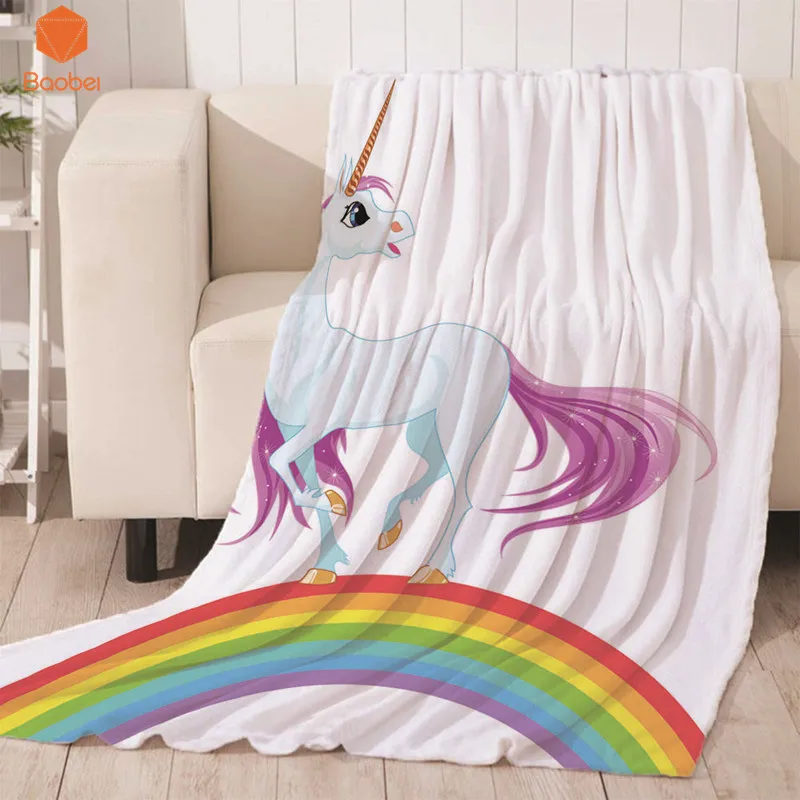 Nap blanket Super Soft Unicorn Horse Rainbow Velvet Plush Throw Blanket