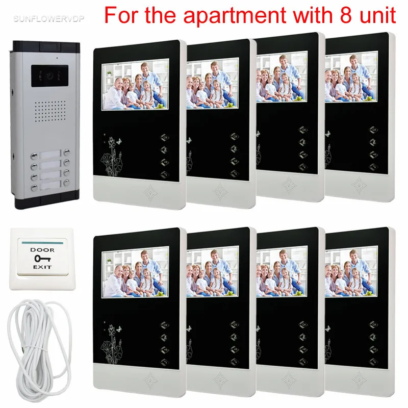 For 8 Apartments Home Phone Intercoms 4.3inch Smart Color lcd Door phone 8 Buttons CCD Door Camera Video Doorman House System For 8 Apartments Home Phone Intercoms 4.3inch Smart Color lcd Door phone 8 Buttons CCD Door Camera Video Doorman House System
