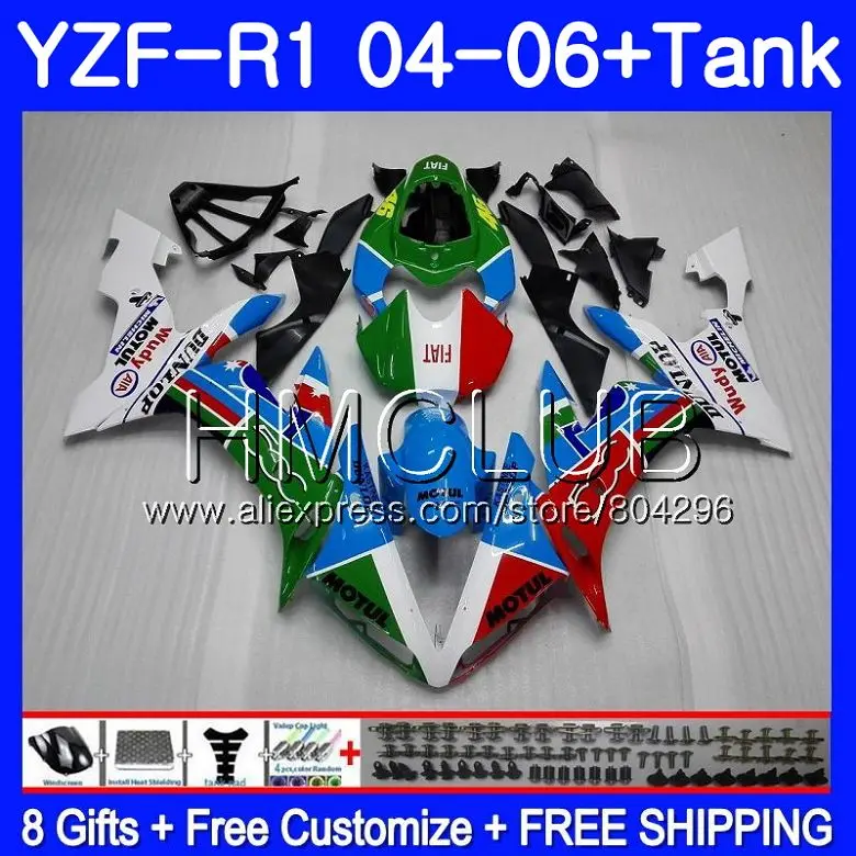 

Blue green Body For YAMAHA YZF1000 YZF R 1 YZF 1000 YZFR1 04 05 06 110HM21 YZF R1 04 06 YZF-1000 YZF-R1 2004 2005 2006 Fairing