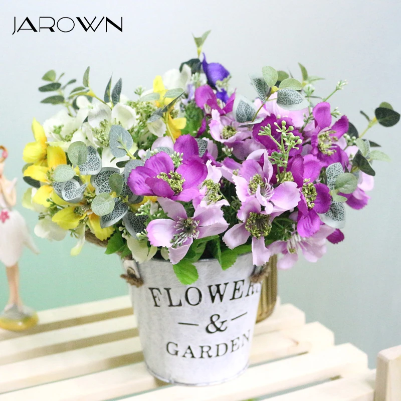 

JAROWN Simulation Silk Rouge Flower Bouquet Artificial Faux Flowers For Wedding Decoration Home Decor Office Decoration