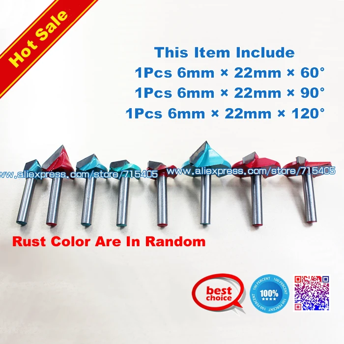 CNC Engraving 3D Bits Router 90Degree 60Degree 120Degree 6mm x 22mm V Groove Acrylic Fast