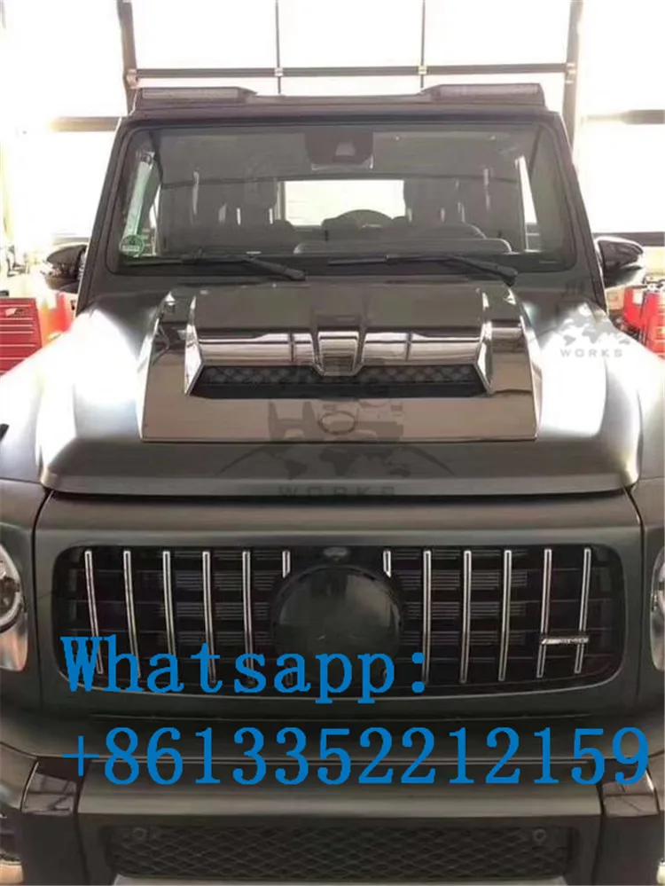 2019 year G class W464 B style carbon fiber roof spoiler for w464 G63 G65 G500 G400 G350 carbon front wing with LED running lights (10)