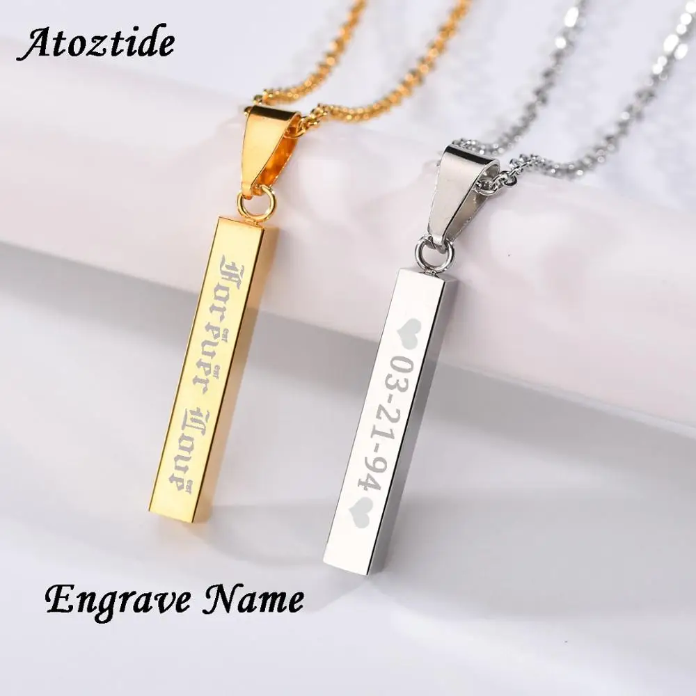 Atoztide Collar personalizado de acero inoxidable para mujer, colgante