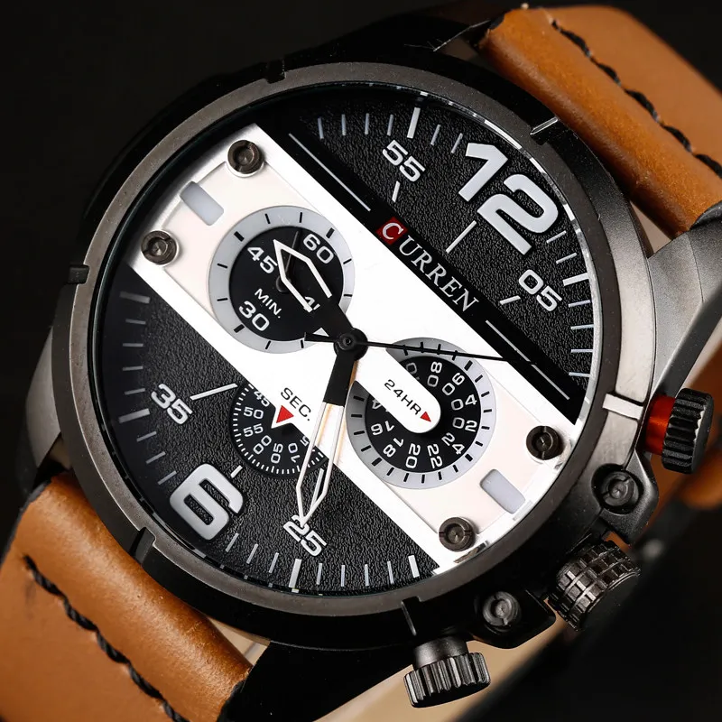 CURREN Мужской роскошный бренд часов армейские военные часы кожаные спортивные часы кварцевые мужские водонепроницаемые наручные часы relogio mascul 8259