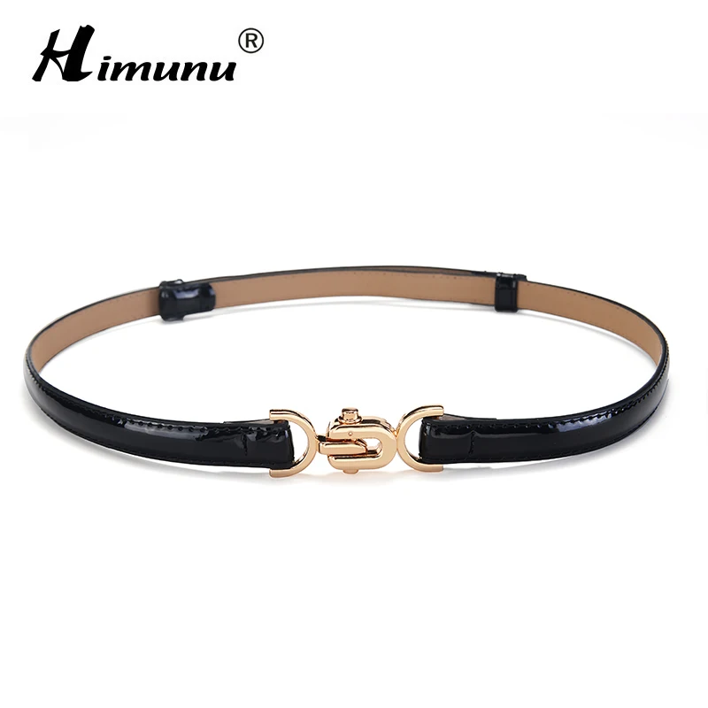[HIMUNU]Newest Fashion Thin Belts For Women Spring Hasp Woman Patent