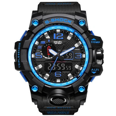 Топ G Стиль Водонепроницаемый Будильник для мужчин s часы бренд класса люкс S-SHOCK цифровой светодиодный спортивные часы для мужчин наручные часы Relogio Masculino - Цвет: black blue
