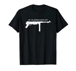 Пособия по немецкому языку армии MP 40 пистолет Второй мировой войны футболка 2018 модный бренд для мужчин; короткий рукав футболки