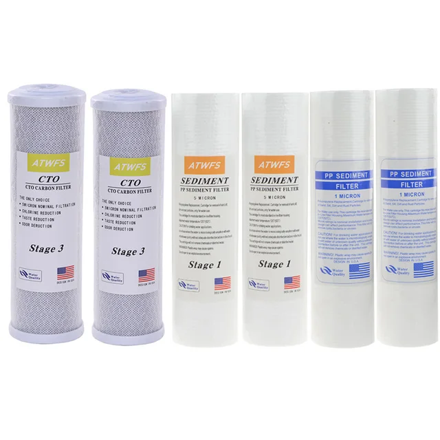 Best Price ATWFS Water Filter Caridge 2pcs 1Micron PPF Cotton+2pcs 5Micro PPF Cotton+2pcs Activated Carbon Cartridge Reverse Osmosis System Best Price ATWFS Water Filter Caridge 2pcs 1Micron PPF Cotton+2pcs 5Micro PPF Cotton+2pcs Activated Carbon Cartridge Reverse Osmosis System