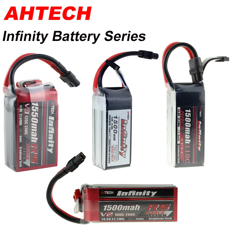 

1/2 PCS AHTECH Infinity 4SIP 14.8V 1500mAh 1550mAh 85C-200C Graphene LiPo Battery Rechargeable Support 15C Boosting Charger