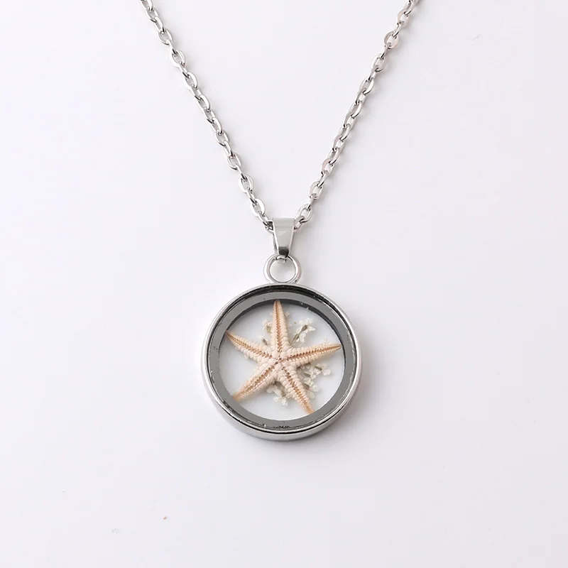 

Starfish Glass Petal 27mm Crystal Geometry Pendant Necklace Long Jewelry Lady Preferred Gift OF-LILU