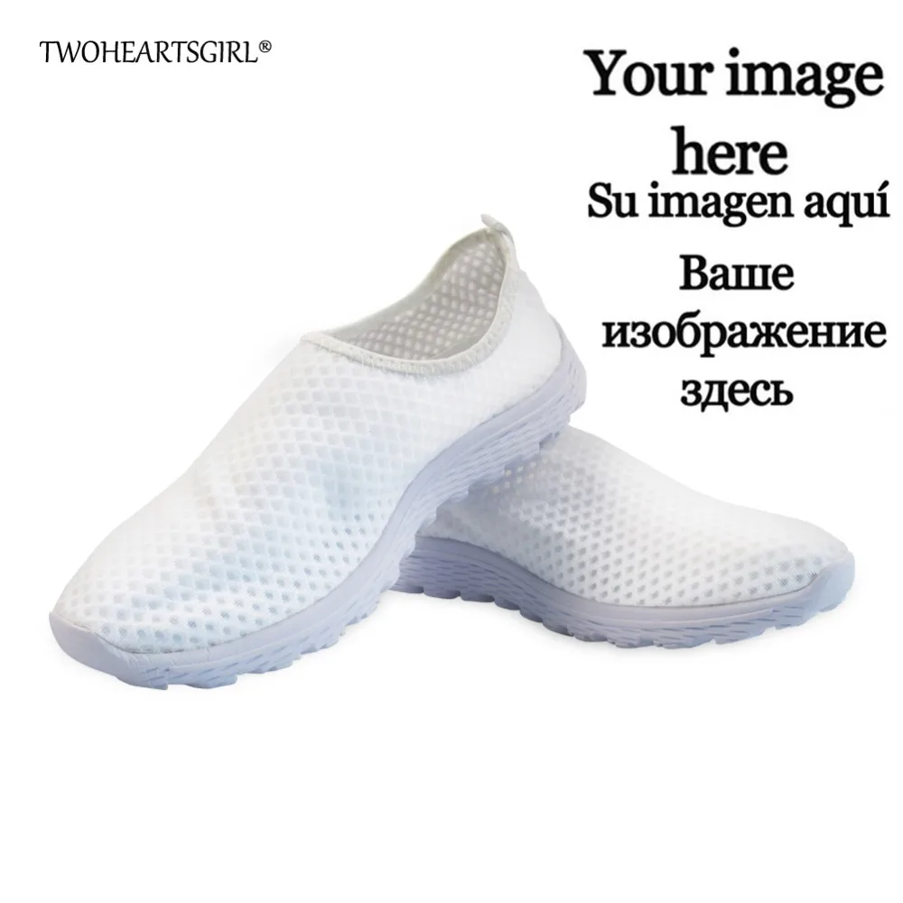 

Twoheartsgirl Customize Your Image Logo Mesh Shoes,Spring Summer Women Mesh Loafers,Breathable Female Ladies Flat Sneakers Plus
