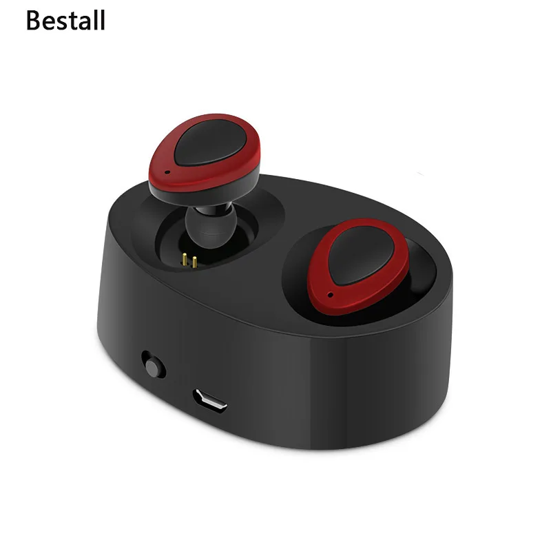 

Bestall Wireless Twins Dual Stereo Bluetooth Earphones Bluetooth Headset Microphone Handsfree Earbuds Double Earpieces Charger