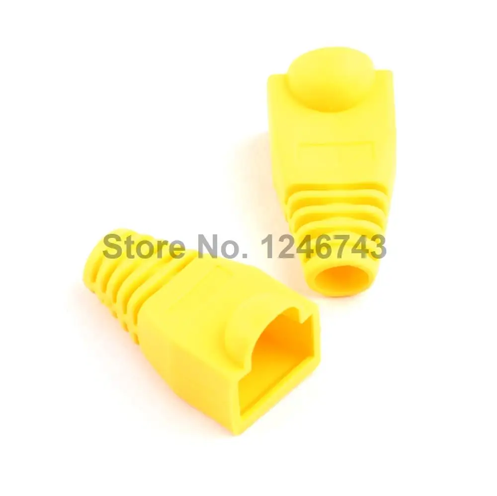 50PCS RJ45 Connector Caps cat5 cat5e cat6 Multicolour Sheath Protective Sleeve for Network Connectors Ethernet Cable Yellow