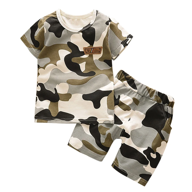 

Baby Sets Summer Baby Boys Short Sleeve Camouflage Print Tops T-shirts+Shorts Casual Outfits Sets