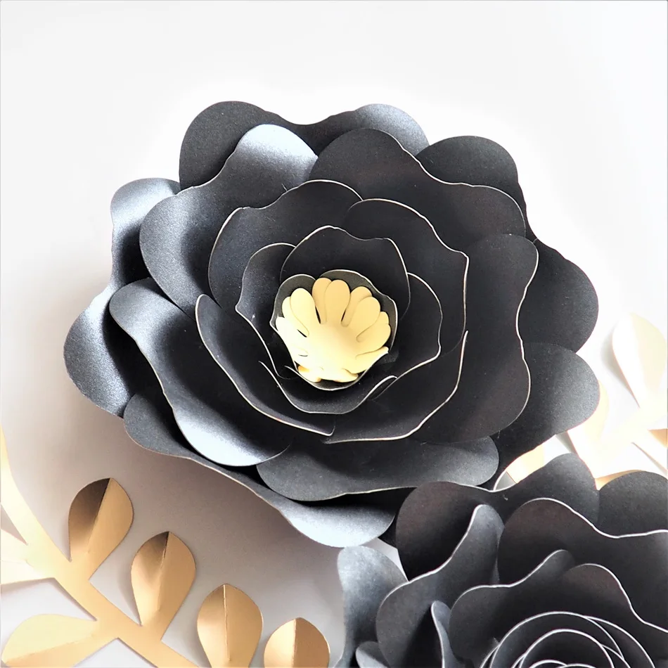 Черное золото роза DIY Бумажные Цветы Листья Набор для детской стены деко для мальчиков комнаты гостиной украшения для детского душа видео обучающие материалы