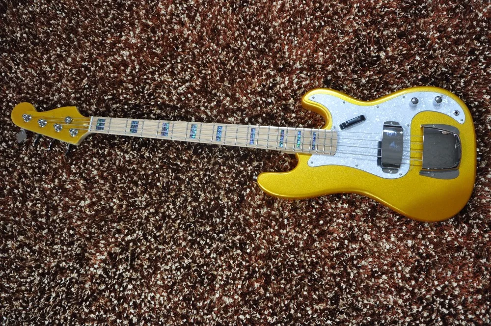 4 string electric bass guitar Metallic yellow color Jazz bass guitar Maple neck and fingerboard High quality can custom 4 string electric bass guitar Metallic yellow color Jazz bass guitar Maple neck and fingerboard High quality can custom