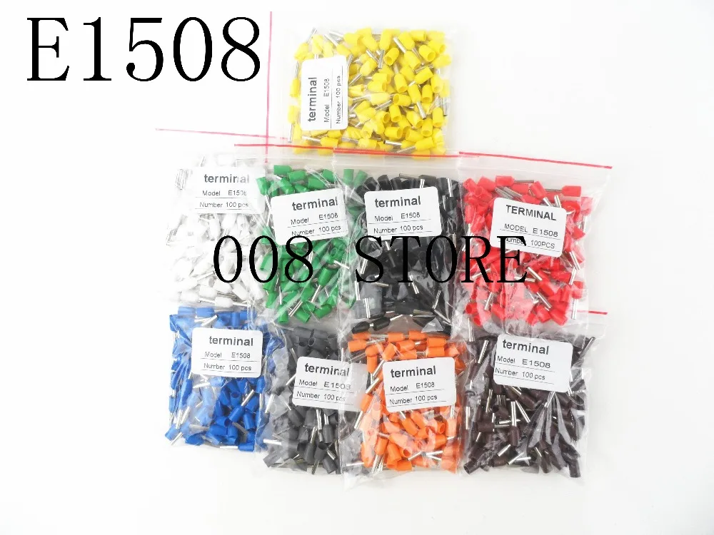 E1508 изоляционные изолированные клеммы для труб 1 5 мм2 100 дюйма|crimp terminal connector|insulated