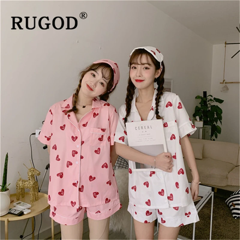 RUGOD, 9 цветов, летняя женская пижама, повседневная, 3 штуки, короткий рукав и короткий, пижама, женская мода, мультяшный принт, Пижама для женщин