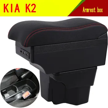 

For KIA K2 armrest box central Store content Storage box kia armrest box with cup holder products USB interface