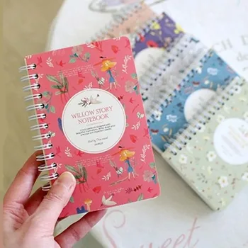 

1pcs Korean stationery fresh floral horizontal notepad Blank portable coil sketch notebook