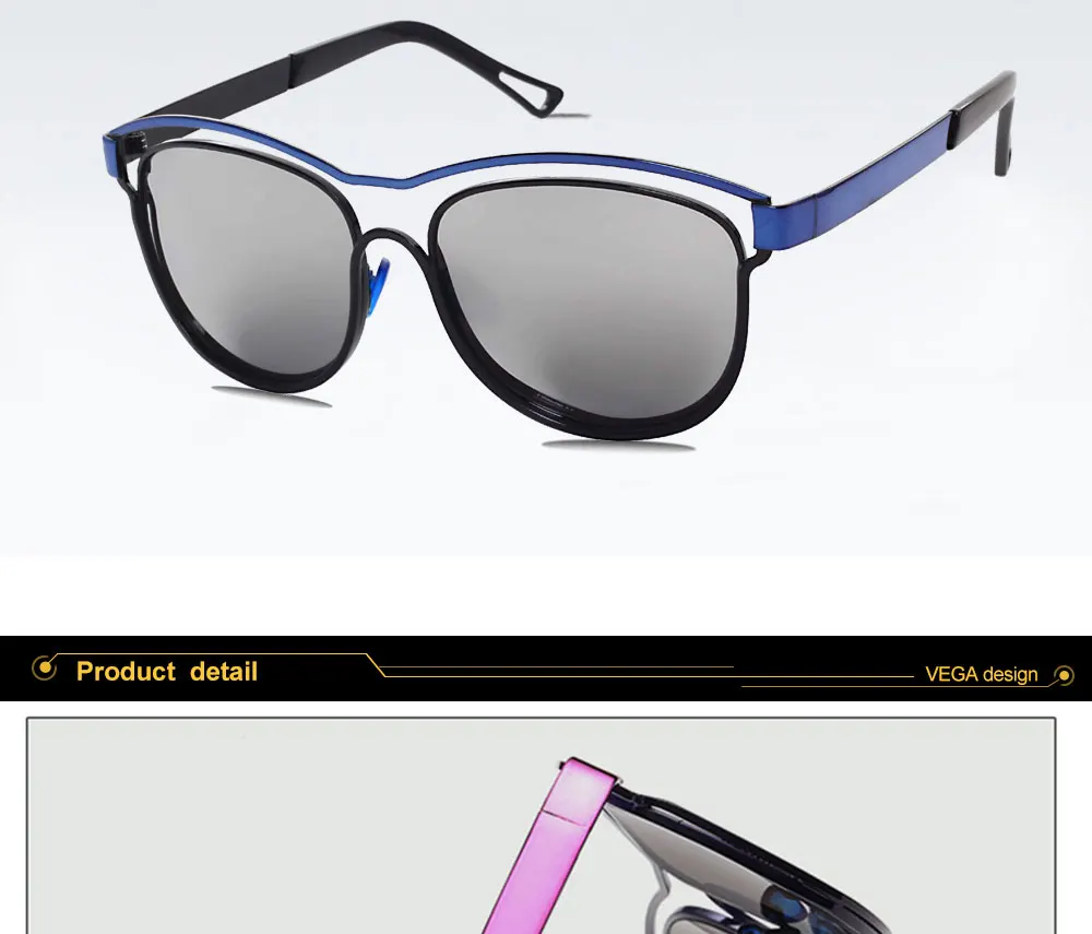 VEGA Eyeglasses Novelty Ladies Mirrored Sunglasses for Women UV400 Fashion Mirr ( (9)