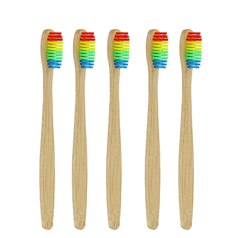 1PCS Colorful Head Bamboo Toothbrush Wholesale Environment Wooden