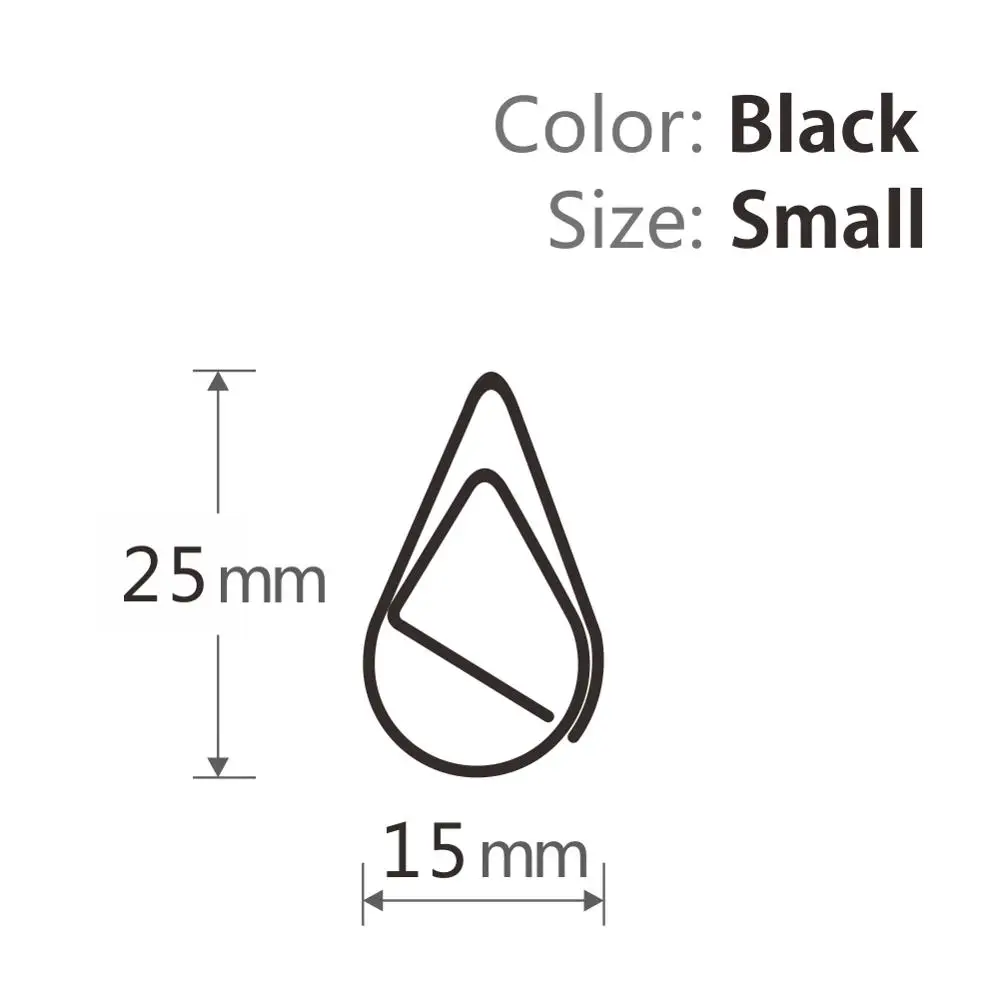 10 шт./партия металлические капельные скрепки для бумаги необычной формы золотого и серебристого цвета Kawaii закладка для офиса и школы маркировка канцелярских принадлежностей зажимы - Цвет: Black S