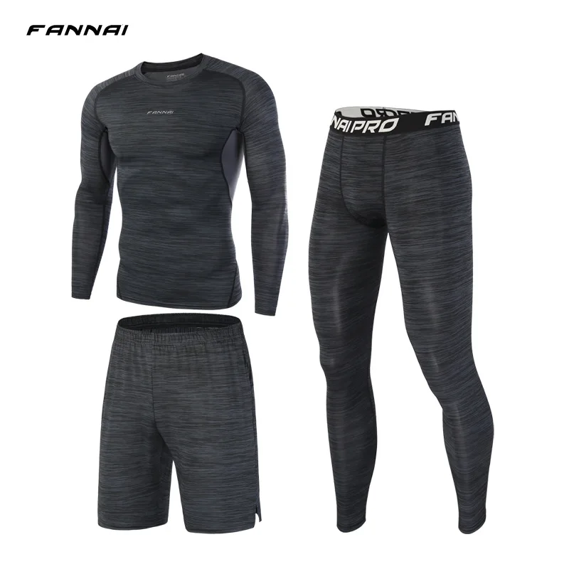 FANNAI Компрессионные Мужские спортивные костюмы, комплекты для тренировок, бега, одежда, спортивный костюм для бега, тренировок, тренажерного зала, фитнеса, спортивные костюмы, набор для бега - Цвет: 105C 103D 104C
