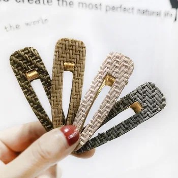 

1PC Vintage Handmade Briaded Straw Rattan Hairpins Hollow Geometric Waterdrop Bow Hair Clips Hair Accessories for Women Girls