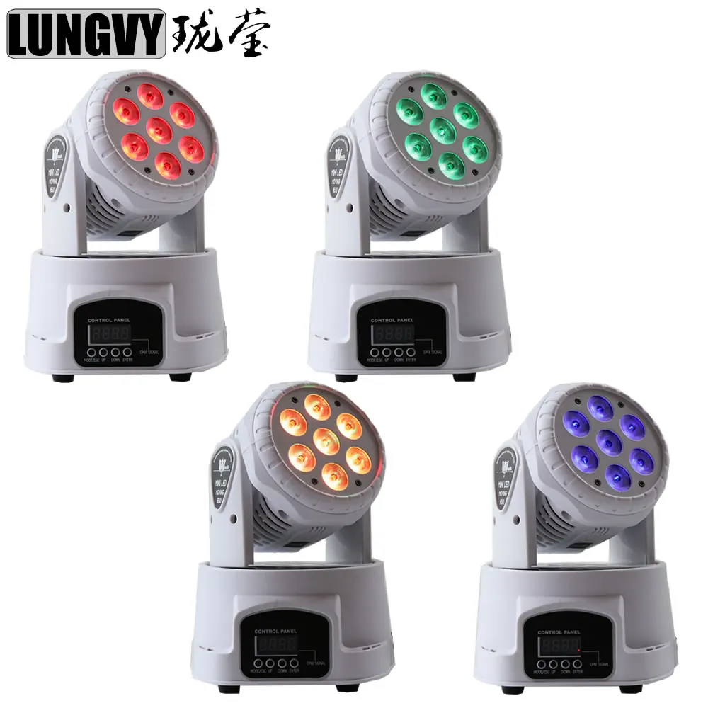 

Free Shipping 4pcs/Lot White Case 7x12w RGBW 4IN1 Led Mini Wash Moving Head Light DMX Led Wash Stage Lighting DJ Lighting