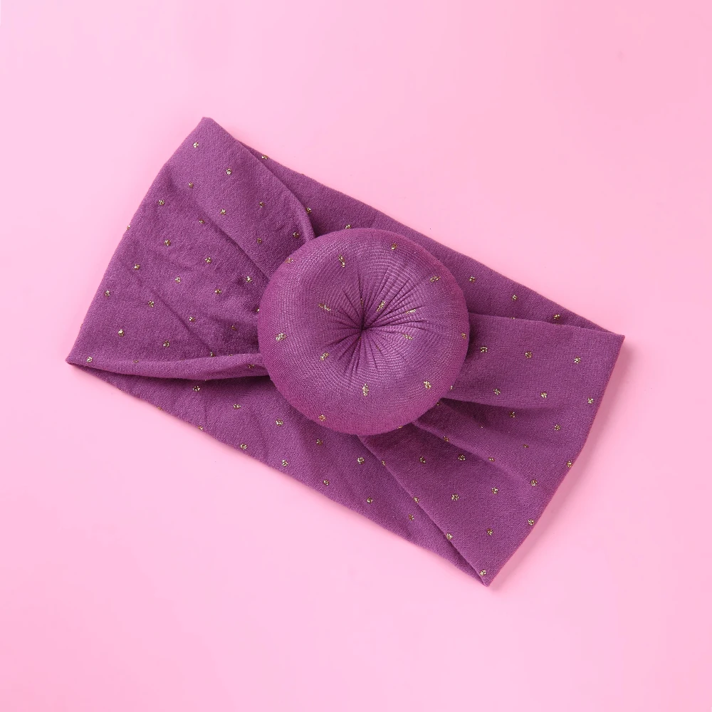 

1pcs Gold Dot Baby Top Round Wide Headbands, Girls Soft Nylon Turban Head wraps, Cute Hair Accessories Headwear Hairbands