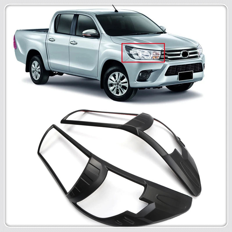 For Toyota Hilux Revo 2016 2017 2018 ABS Plastic Black Front Headlights Lamp Bezel Cover Trim (Not fit the model with LED light) |