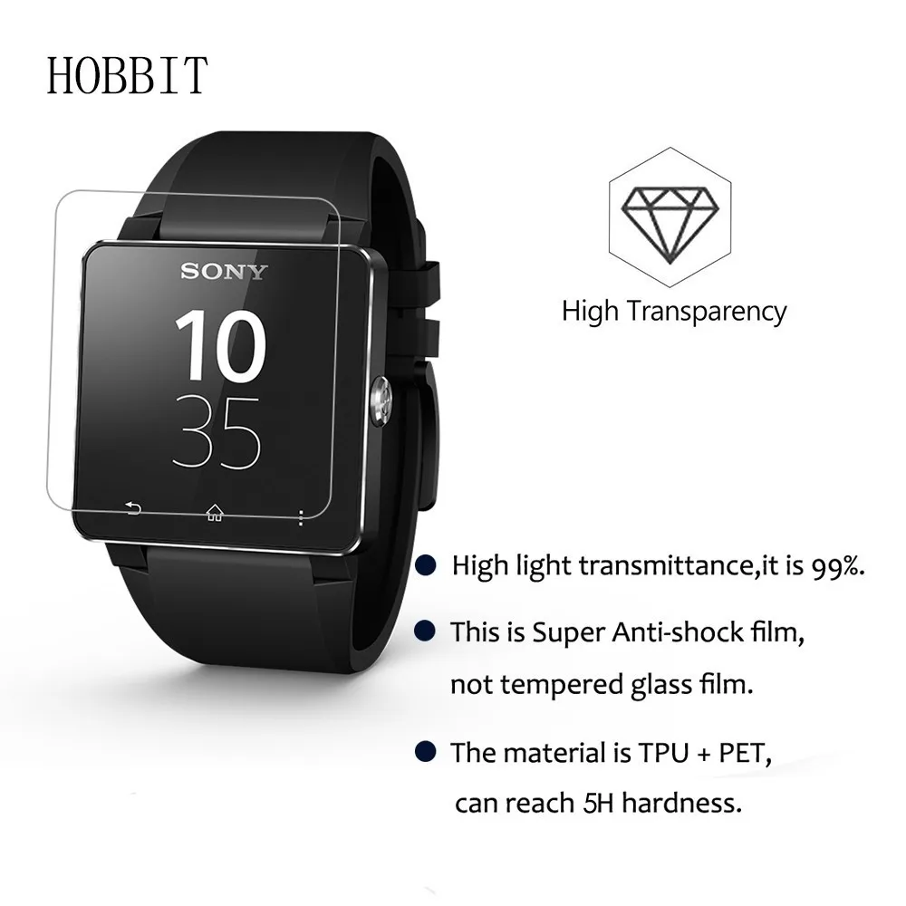3 предмета в комплекте для sony Smart Watch 2 изготавливаемая по нанотехнологии взрывобезопасная Экран протектор для sony SmartWatch SW2 Высокое разрешение анти-защита от удара пленка