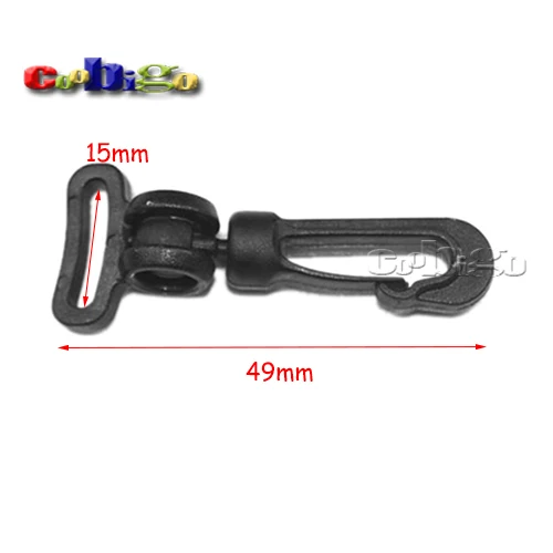 50pcs Pack 5/8" Black Plastic Rotary Snap Hook Clips for Bags Backpack