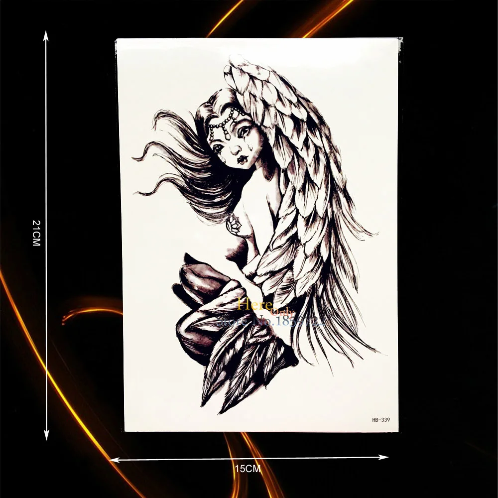 1 PC Sexy Waterproof Tato Palsu Sayap Malaikat Air Mata Desain Tubuh