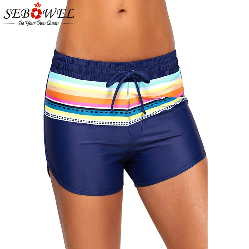 Striped-Print-Accent-Navy-Blue-Drawstring-Board-Shorts-LC410571-5-3 