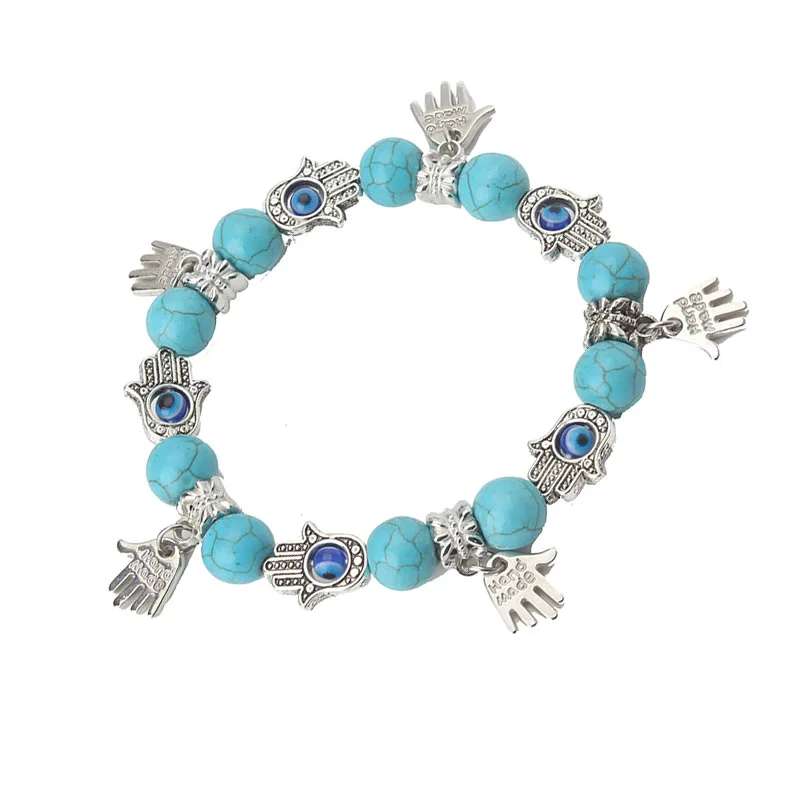 

EVIL EYE 2017 1pc fashion blue/silver bead bracelet trendy round 30g/10cm trendy fashion eye bracelet for woman man gift