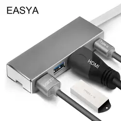 Easya оптовая продажа Thunderbolt и USB c концентратор к HDMI адаптер с Тип-C зарядки Порты и разъёмы USB HUB 3.0/2.0 для MacBook Pro 10 шт./лот