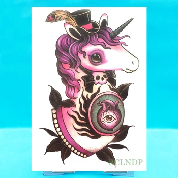 

Waterproof Temporary Tattoo Sticker unicorn horse hat fake tatto flash tatoo tatouage temporaire Stickers for girl women men