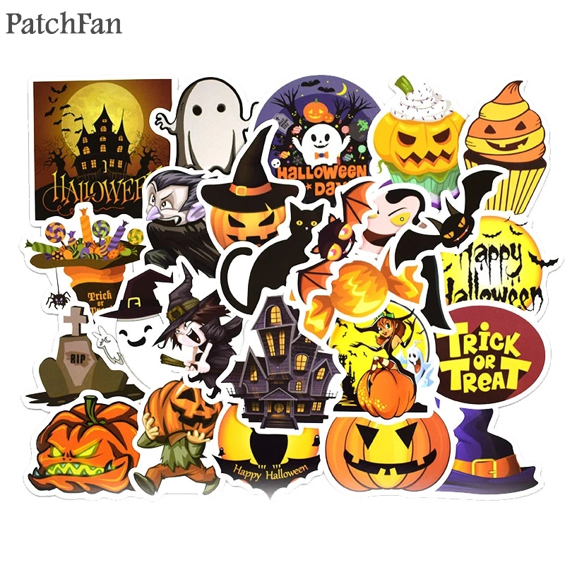 

Patchfan 25pcs Halloween stickers for DIY scrapbooking album Laptop Skateboard Motorcycle Home Decoration sticker badges A1204
