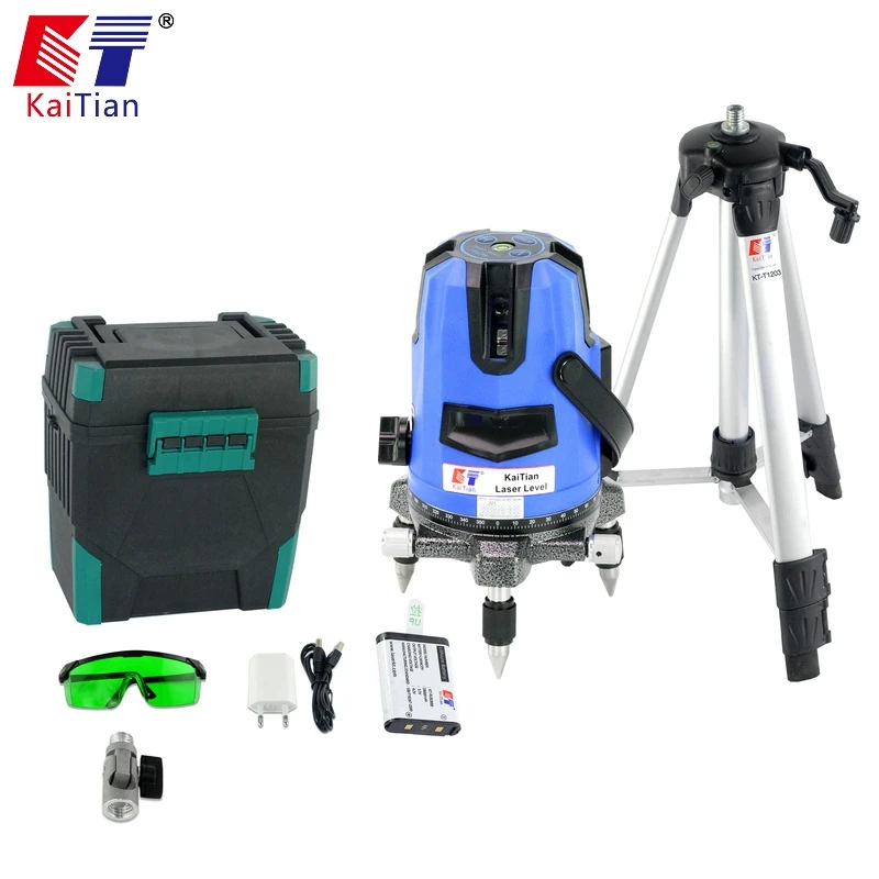 

KaiTian Tripode Nivel Laser x Green 5 Lines Level 532nm 360 Rotary Vertical Horizontal Laser Beam Self-Leveling Laser Level Nive