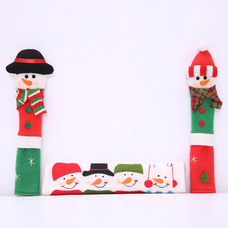 3Pcs Christmas Refrigerator Door Handle Cover Santa claus Snowman Door